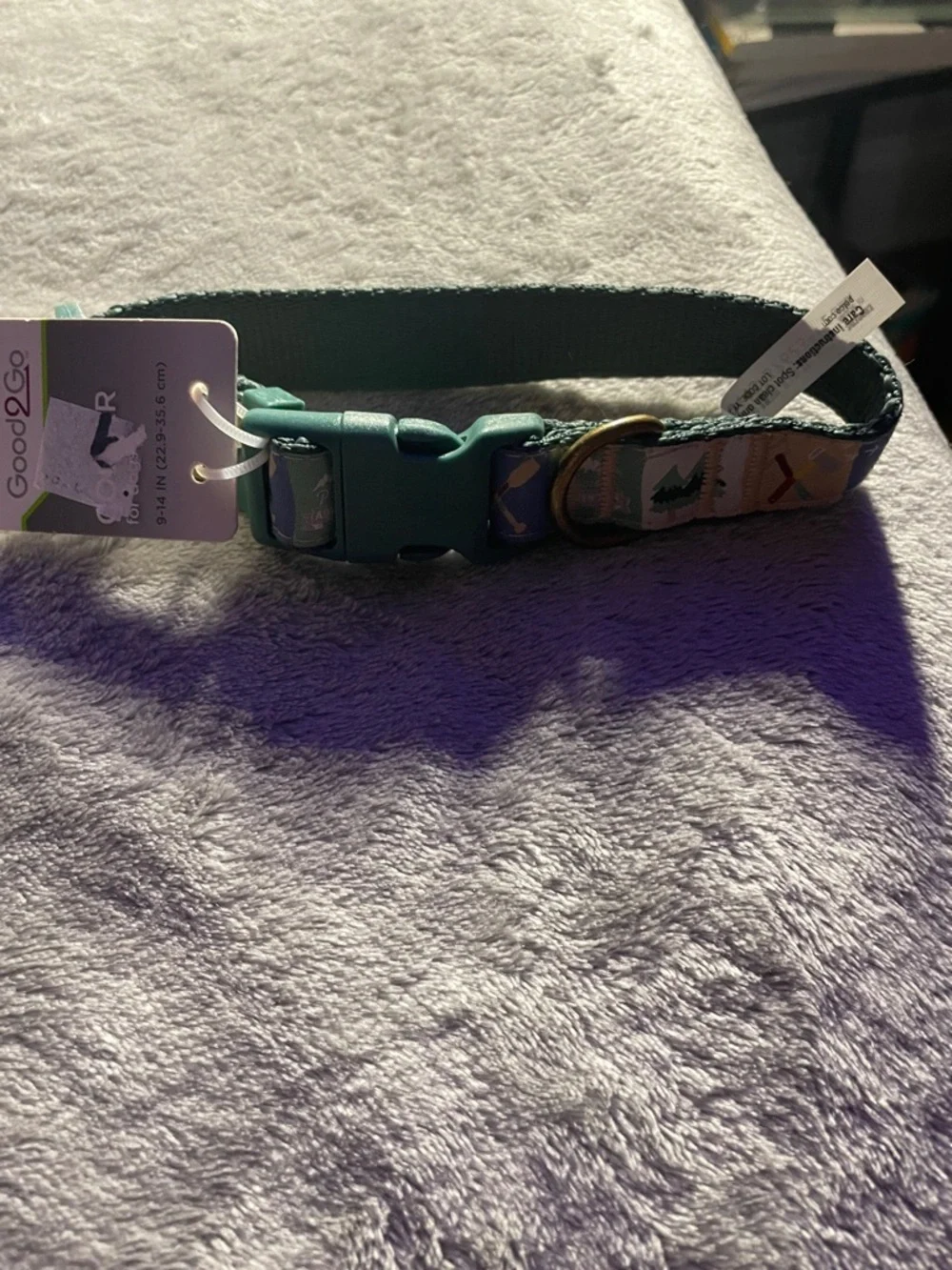 Good2Go Teal Outdoor Icon Dog Collar with Brass D-Ring